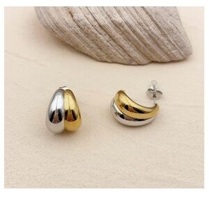 Elegant Two-Tone Hoop Earrings